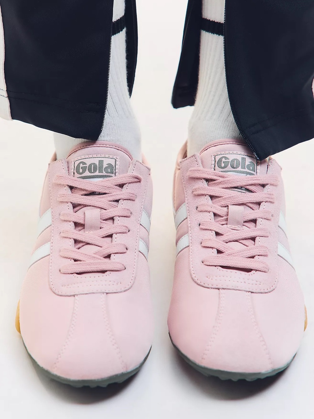 New Gola Exclusive Curve Sneakers Chalk Pink/White/Khaki/Gum - Picture 3 of 8